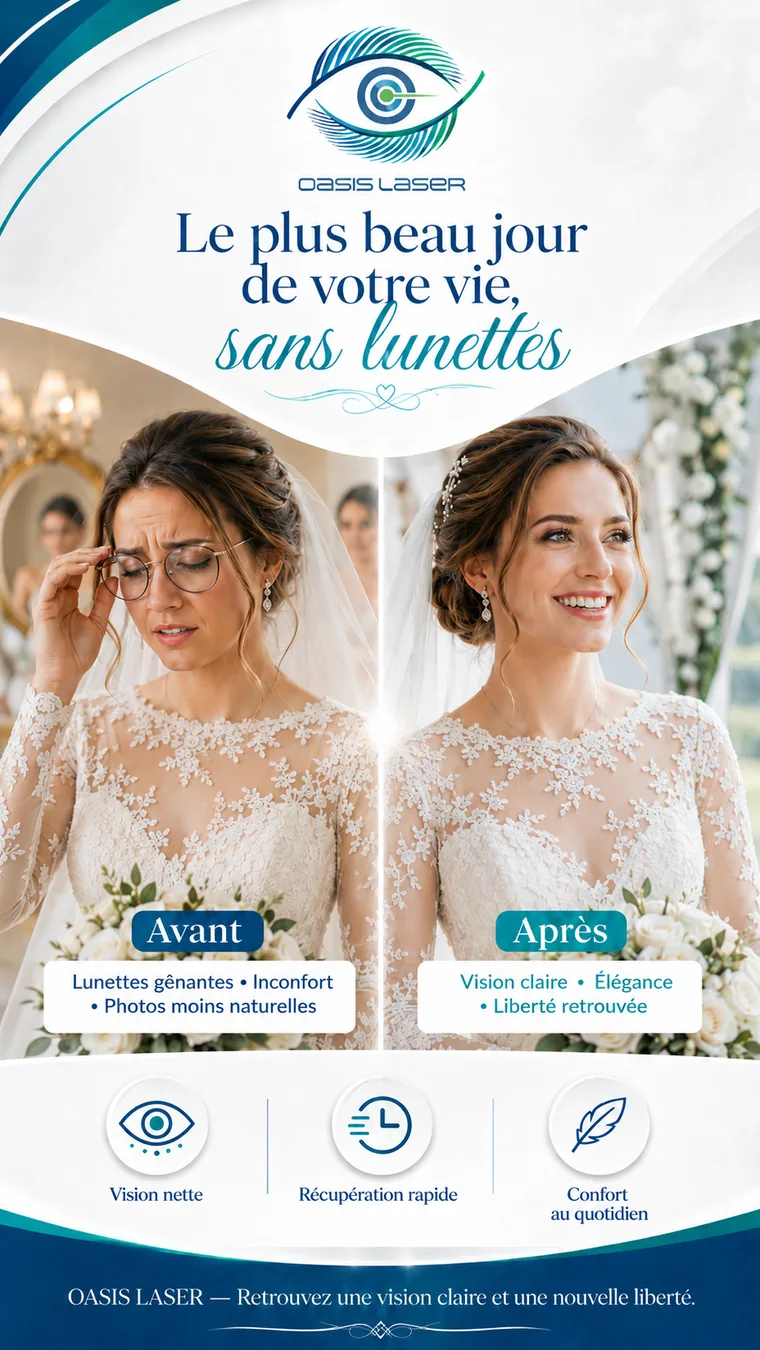 Mariage sans lunettes avec une vision claire