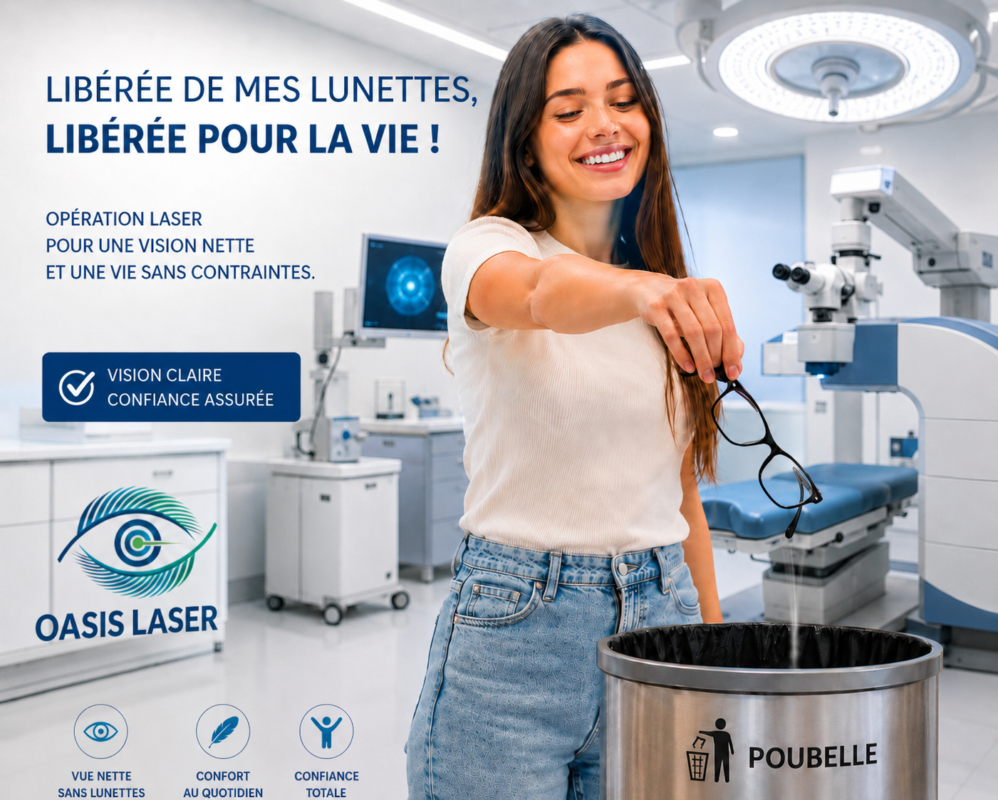 Patiente lib&eacute;r&eacute;e de ses lunettes apr&egrave;s une op&eacute;ration laser